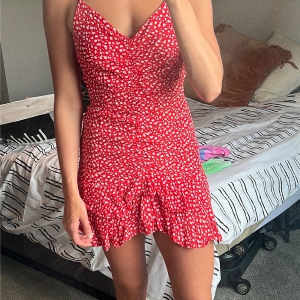 Zara. Red Floral Women's Dress